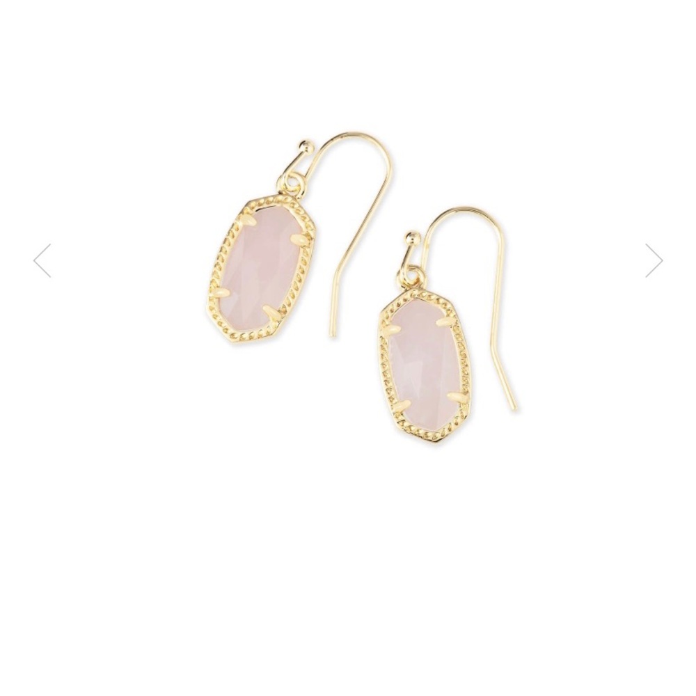 Kendra Scott Gold rose quartz Lee earrings